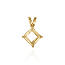 Load image into Gallery viewer, 14K Gold, 18K ITI NYC Square Four Prong Double Wire Pendants in 18K Gold (3.00 mm - 5.50 mm)