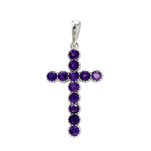 Load image into Gallery viewer, ITI NYC Bezel Set Cross Pendant with Amethyst Stones in 14K Gold