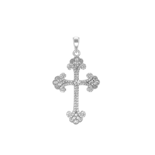 Load image into Gallery viewer, ITI NYC Budded Cross Pendant with Cubic Zirconia in Sterling Silver
