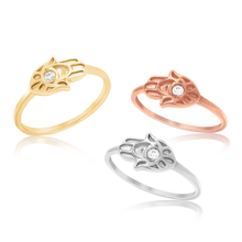 Load image into Gallery viewer, Stackable Hamsa Ring with Stones in 14K Gold