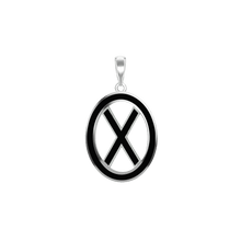 Load image into Gallery viewer, ITI NYC Saltire Cross Pendant Medallion with Black Enamel in Sterling Silver