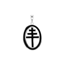 Load image into Gallery viewer, ITI NYC Papal Cross Pendant Medallion with Black Enamel in Sterling Silver