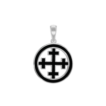 Load image into Gallery viewer, ITI NYC Crosslet Cross Pendant Medallion with Black Enamel in Sterling Silver