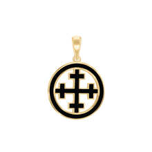 Load image into Gallery viewer, ITI NYC Crosslet Cross Pendant Medallion with Black Enamel in Sterling Silver