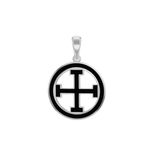 Load image into Gallery viewer, ITI NYC Potent Cross Pendant Medallion with Black Enamel in Sterling Silver