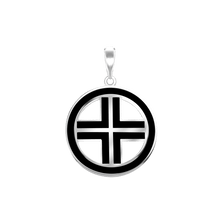Load image into Gallery viewer, ITI NYC Voided Cross Pendant Medallion with Black Enamel in Sterling Silver