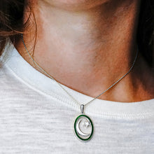 Load image into Gallery viewer, ITI NYC Star Crescent Pendant with Green Enamel in Sterling Silver