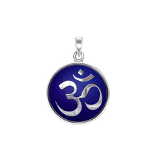 Load image into Gallery viewer, ITI NYC Hindu Om Pendant with Dark Blue Enamel in Sterling Silver