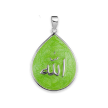 Load image into Gallery viewer, ITI NYC Allah Necklace with Light Green Enamel in Sterling Silver