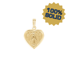 Load image into Gallery viewer, 14K Gold Small Miraculous Heart Medallion (1/2 inch)