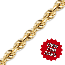Load image into Gallery viewer, Bulk / Spooled Handmade Semi-Solid Rope Chain in 14K Yellow Gold (2.20 mm - 4.20 mm)