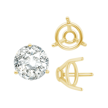 Load image into Gallery viewer, ITI NYC Three Prong Round Tapered Base Wire Basket Settings in 14K Gold (4.00 mm - 9.25 mm)