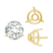 Load image into Gallery viewer, ITI NYC Three Prong Round Tapered Base Wire Basket Settings in 14K Gold (4.00 mm - 9.25 mm)