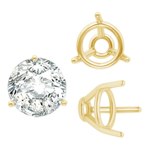 Load image into Gallery viewer, ITI NYC Three Prong Round Tapered Base Wire Basket Settings in 14K Gold (4.00 mm - 9.25 mm)