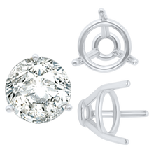 Load image into Gallery viewer, ITI NYC Three Prong Round Tapered Base Wire Basket Settings in Sterling Silver (4.00 mm - 9.25 mm)