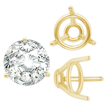 Load image into Gallery viewer, ITI NYC Three Prong Round Tapered Base Wire Basket Settings in 14K Gold (4.00 mm - 9.25 mm)