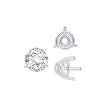 Load image into Gallery viewer, ITI NYC Three Prong Round Tapered Base Wire Basket Settings in Sterling Silver (4.00 mm - 9.25 mm)