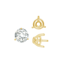 Load image into Gallery viewer, ITI NYC Three Prong Round Tapered Base Wire Basket Settings in 14K Gold (4.00 mm - 9.25 mm)