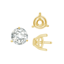 Load image into Gallery viewer, ITI NYC Three Prong Round Tapered Base Wire Basket Settings in 14K Gold (4.00 mm - 9.25 mm)