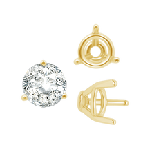 Load image into Gallery viewer, ITI NYC Three Prong Round Tapered Base Wire Basket Settings in 14K Gold (4.00 mm - 9.25 mm)