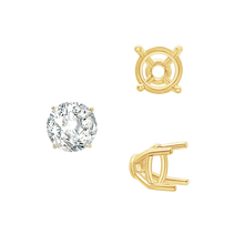 Load image into Gallery viewer, ITI NYC Four Prong Round Tapered Base Wire Basket Settings in 14K Gold (4.00 mm - 9.00 mm)