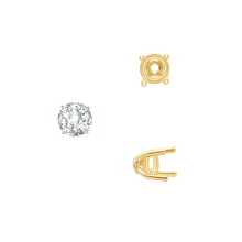 Load image into Gallery viewer, ITI NYC Four Prong Round Tapered Base Wire Basket Settings in 14K Gold (4.00 mm - 9.00 mm)