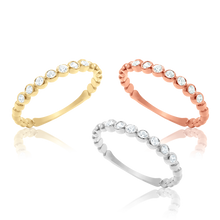 Load image into Gallery viewer, Stackable 7 Stone Ring in Beaded Design Band in 14K Gold