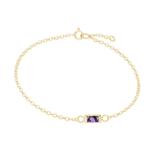 Load image into Gallery viewer, Diamond or Gemstone Baguette Bezel Charm in 14K Yellow Diamond Cut Cable Bracelet