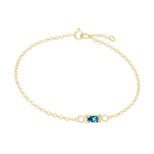Load image into Gallery viewer, Diamond or Gemstone Baguette Bezel Charm in 14K Yellow Diamond Cut Cable Bracelet