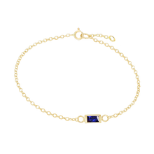 Load image into Gallery viewer, Diamond or Gemstone Baguette Bezel Charm in 14K Yellow Round Cable Bracelet
