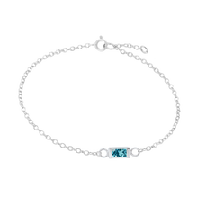 Load image into Gallery viewer, Diamond or Gemstone Baguette Bezel Charm in 14K White Diamond Cut Cable Bracelet