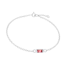 Load image into Gallery viewer, Diamond or Gemstone Baguette Bezel Charm in 14K White Diamond Cut Cable Bracelet