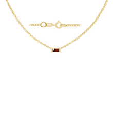 Load image into Gallery viewer, Diamond or Gemstone Baguette Bezel Charm in 14K Yellow Round Cable Necklace (16-18" Extension)