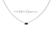 Load image into Gallery viewer, Diamond or Gemstone Baguette Bezel Charm in 14K White Diamond Cut Cable Necklace (16-18" Extension)