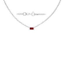 Load image into Gallery viewer, Diamond or Gemstone Baguette Bezel Charm in 14K White Round Cable Necklace (16-18" Extension)