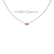 Load image into Gallery viewer, Diamond or Gemstone Baguette Bezel Charm in 14K White Diamond Cut Cable Necklace (16-18" Extension)