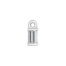 Load image into Gallery viewer, Diamond or Gemstone Baguette Bezel Drop Charm in 14K White Gold