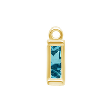 Load image into Gallery viewer, Diamond or Gemstone Baguette Bezel Drop Charm in 14K Yellow Gold