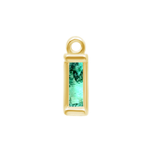 Load image into Gallery viewer, Diamond or Gemstone Baguette Bezel Drop Charm in 14K Yellow Gold