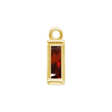 Load image into Gallery viewer, Diamond or Gemstone Baguette Bezel Drop Charm in 14K Yellow Gold
