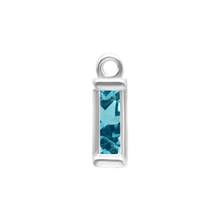 Load image into Gallery viewer, Diamond or Gemstone Baguette Bezel Drop Charm in 14K White Gold