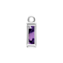 Load image into Gallery viewer, Diamond or Gemstone Baguette Bezel Drop Charm in 14K White Gold