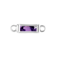 Load image into Gallery viewer, Diamond or Gemstone Baguette Bezel Bracelet/Necklace Charm in 14K White Gold