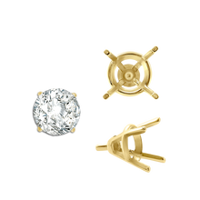 Load image into Gallery viewer, ITI NYC Four Prong Round Tapered Wire Basket Settings With Peg in 14K Gold (4.00 mm - 9.25 mm)