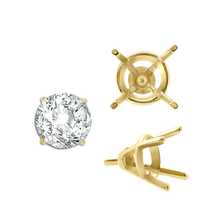 Load image into Gallery viewer, ITI NYC Four Prong Round Tapered Wire Basket Settings With Peg in 18K Gold (4.00 mm - 9.25 mm)