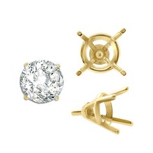 Load image into Gallery viewer, ITI NYC Four Prong Round Tapered Wire Basket Settings With Peg in 18K Gold (4.00 mm - 9.25 mm)