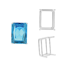 Load image into Gallery viewer, ITI NYC Four Prong Emerald Shape Wire Basket Settings in Sterling Silver (3.00 x 2.25 mm - 30.00 x 22.00 mm)