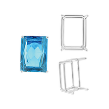 Load image into Gallery viewer, ITI NYC Four Prong Emerald Shape Wire Basket Settings in Sterling Silver (3.00 x 2.25 mm - 30.00 x 22.00 mm)