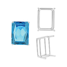 Load image into Gallery viewer, ITI NYC Four Prong Emerald Shape Wire Basket Settings in Sterling Silver (3.00 x 2.25 mm - 30.00 x 22.00 mm)