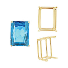 Load image into Gallery viewer, ITI NYC Four Prong Emerald Shape Wire Basket Settings in 14K Gold (3.00 x 2.25 mm - 18.00 x 13.00 mm)